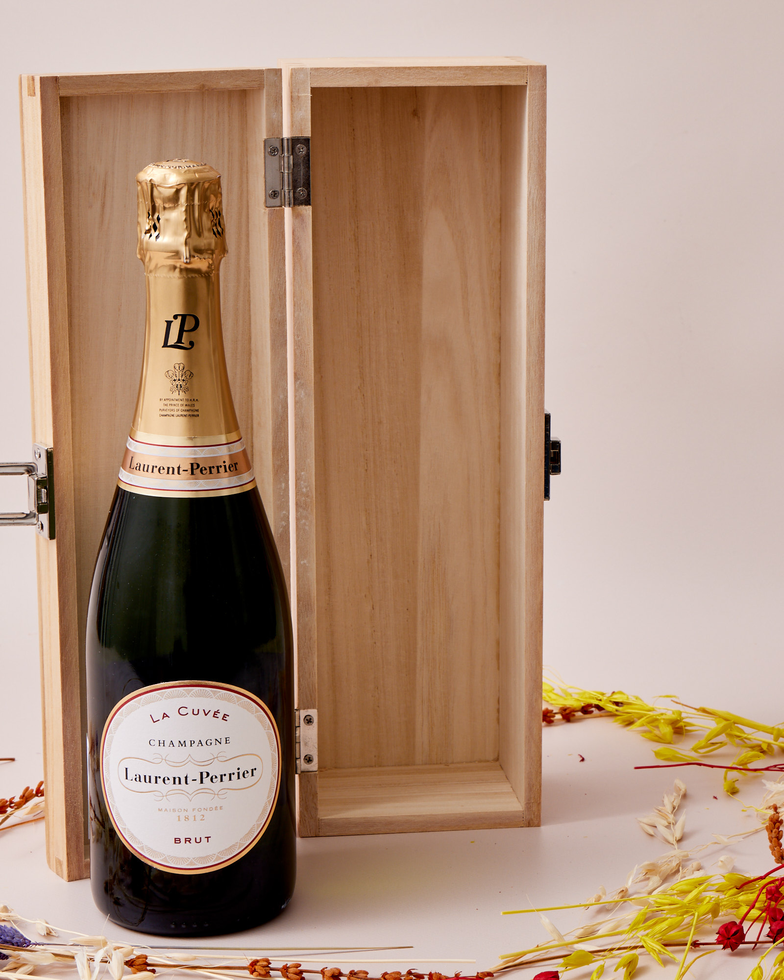 Engraved Wooden Box With Laurent-Perrier Champagne - Happily Ever After